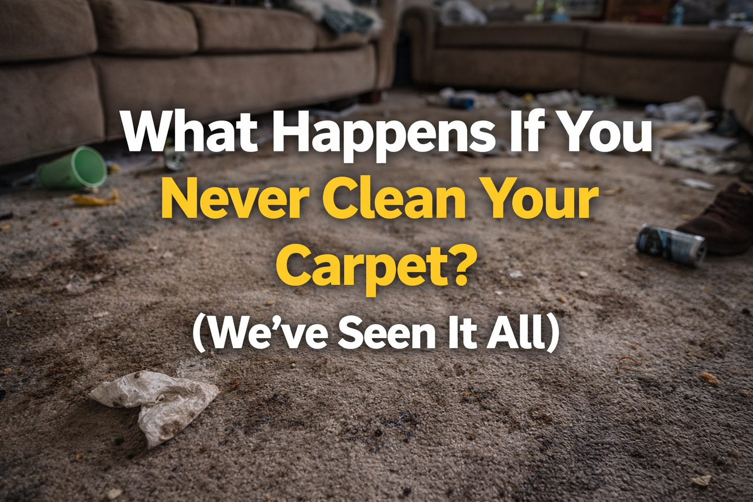 Dirty living room carpet in need of professional cleaning