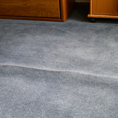 Visible traffic lanes on a neglected carpet