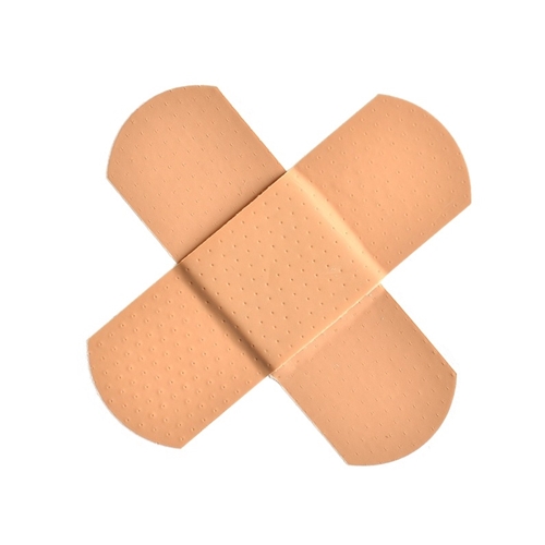 Small bandages crossed in 'X' formation