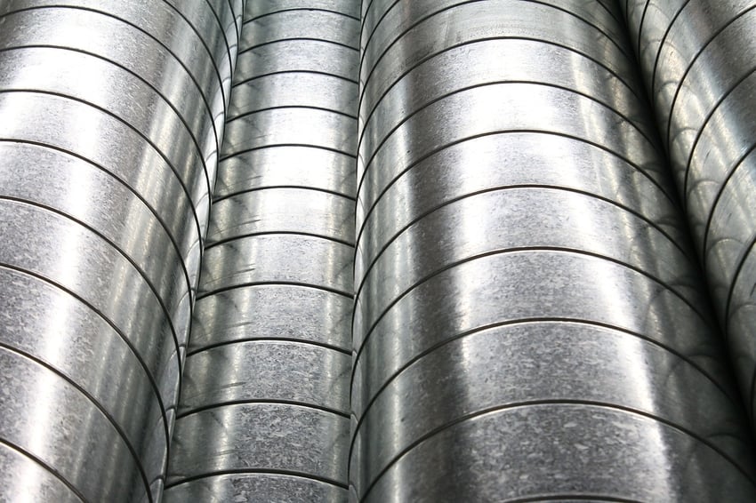 Exterior View of Adjacent Aluminum Air Ducts