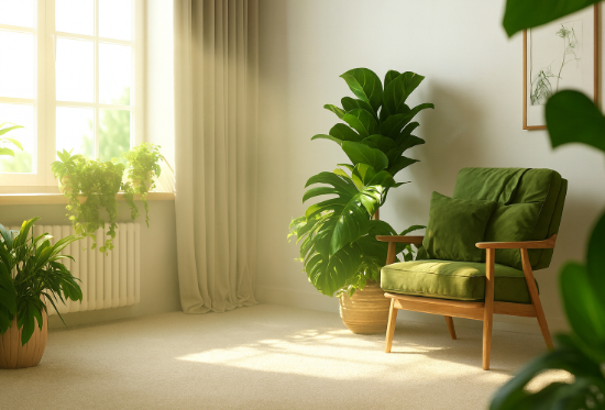 Fresh, clean carpet in a living room